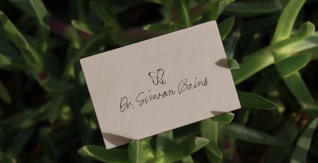 Dr. Simran Bains Personal Branding Logo On Card