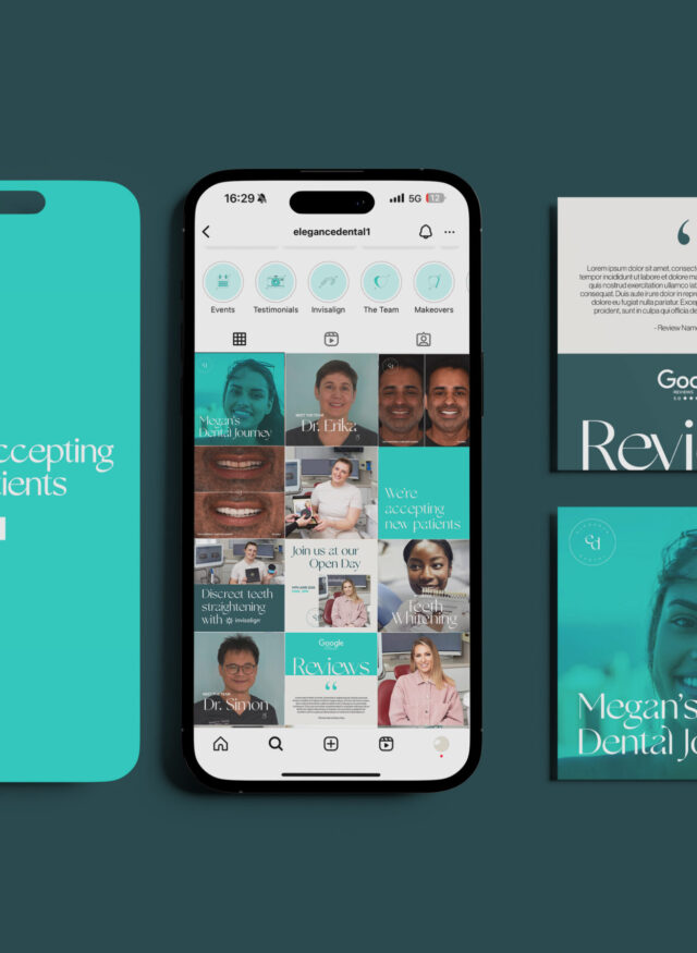 View on a mobile device of Elegance Dental's new branding on social media