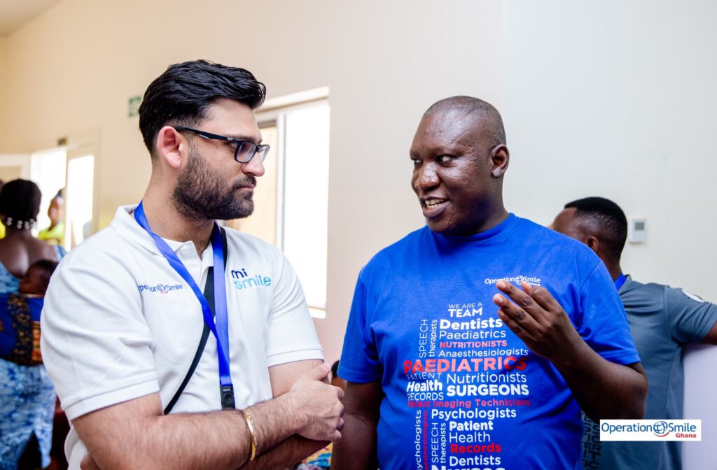 Rahil talking with the Operation Smile Ghana team