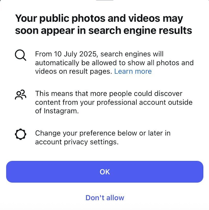 Instagram public posts will now show up on search results