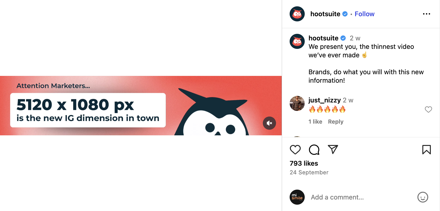 IG new dimensions example